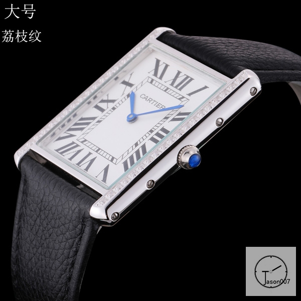 Cartier Tank Solo Big Size Silver Dial Diamond Bezel Quartz Movement Black Leather Strap Mens Watch Fh1914525850