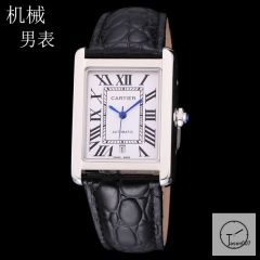 Cartier Tank Solo Silver Dial Automatic Movement Stainless Steel Case Brown Leather Strap Mens Watch Fh2888525840
