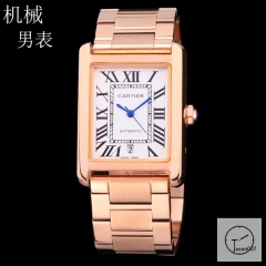 Cartier Tank Solo Silver Dial Everose Stainless Steel Case Automatic Movement Glass Back Mens Watch Fh2895525890