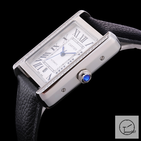 Cartier Tank Solo Silver Dial Diamond Bezel Stainless Steel Case Black Leather Strap Mens Watch Fh2898525860