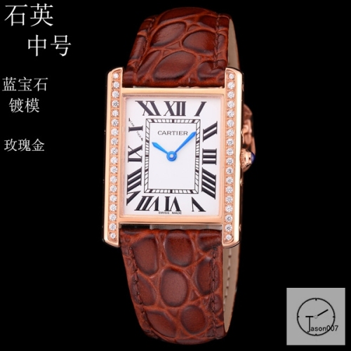 Cartier Tank Solo Middle Size Silver Dial Diamond Bezel Quartz Movement Brown Leather Strap Mens Watch Fh1907525870