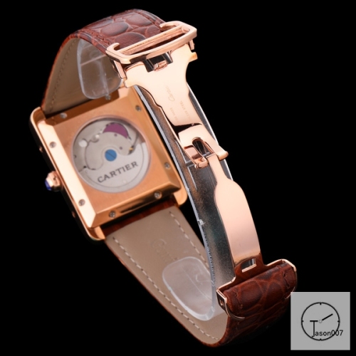 Cartier Tank Solo Silver Dial Diamond Bezel Everose Gold Stainless Steel Case Brown Leather Strap Mens Watch Fh2890525880