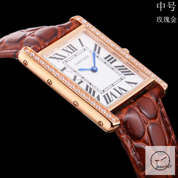 Cartier Tank Solo Middle Size Silver Dial Diamond Bezel Quartz Movement Brown Leather Strap Mens Watch Fh1907525870