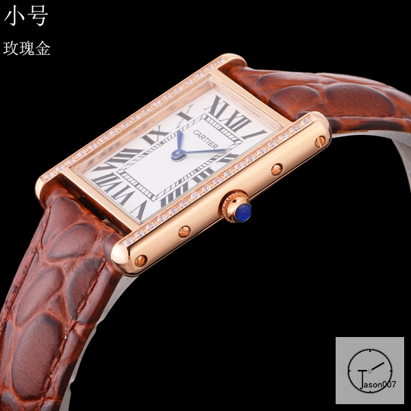 Cartier Tank Solo Small Size Silver Dial Diamond Bezel Quartz Movement Brown Leather Strap Mens Watch Fh1909525870