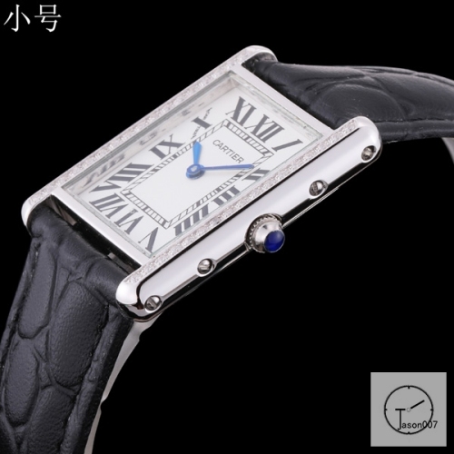 Cartier Tank Solo Small Size Silver Dial Diamond Bezel Quartz Movement Black Leather Strap Mens Watch Fh1905525850