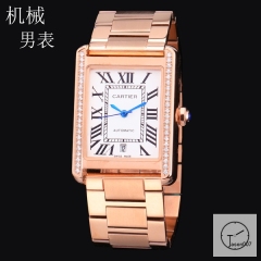 Cartier Tank Solo Silver Dial Everose Diamond Bezel Stainless Steel Case Automatic Movement Glass Back Mens Watch Fh3896525810