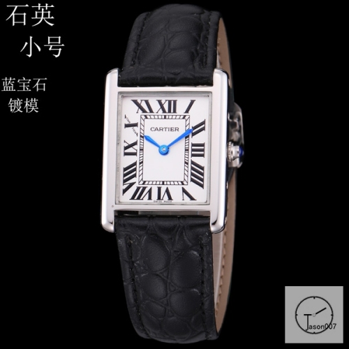 Cartier Tank Solo Small Size Silver Dial Quartz Movement Black Leather Strap Mens Watch Fh0901525890