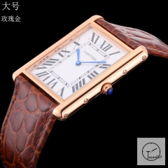 Cartier Tank Solo Big Size Silver Dial Quartz Movement Brown Leather Strap Mens Watch Fh1906525830