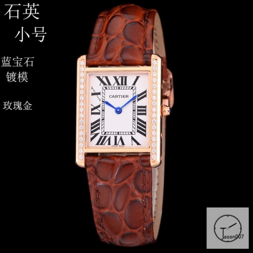 Cartier Tank Solo Small Size Silver Dial Diamond Bezel Quartz Movement Brown Leather Strap Mens Watch Fh1909525870