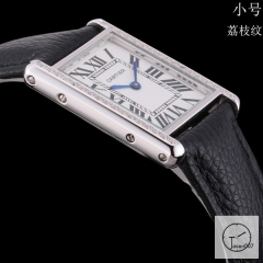 Cartier Tank Solo Small Size Silver Dial Diamond Bezel Quartz Movement Black Leather Strap Mens Watch Fh1916525850
