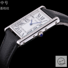 Cartier Tank Solo Middle Size Silver Dial Diamond Bezel Quartz Movement Black Leather Strap Mens Watch Fh1915525850