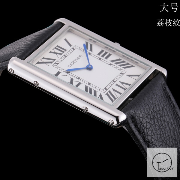 Cartier Tank Solo Big Size Silver Dial Quartz Movement Black Leather Strap Mens Watch Fh1910525810