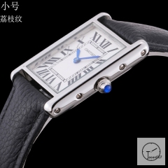 Cartier Tank Solo Small Size Silver Dial Quartz Movement Black Leather Strap Mens Watch Fh1913525810