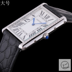 Cartier Tank Solo Big Size Silver Dial Diamon Bezel Quartz Movement Black Leather Strap Mens Watch Fh0902525890