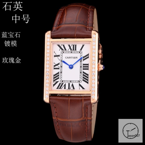 Cartier Tank Solo Middle Size Silver Dial Diamond Bezel Quartz Movement Brown Leather Strap Mens Watch Fh1922525870