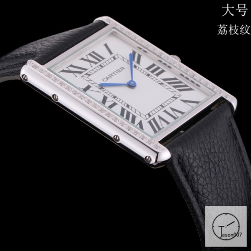 Cartier Tank Solo Big Size Silver Dial Diamond Bezel Quartz Movement Black Leather Strap Mens Watch Fh1914525850