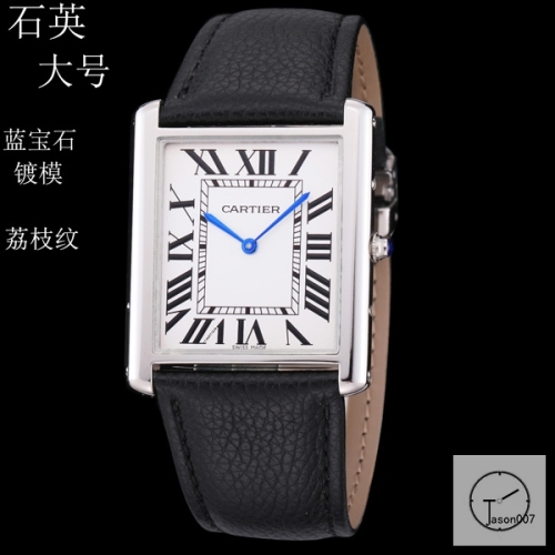 Cartier Tank Solo Big Size Silver Dial Quartz Movement Black Leather Strap Mens Watch Fh1910525810