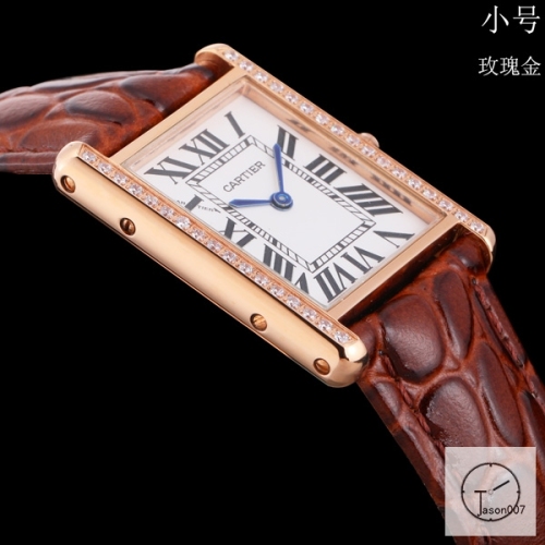 Cartier Tank Solo Small Size Silver Dial Diamond Bezel Quartz Movement Brown Leather Strap Mens Watch Fh1909525870