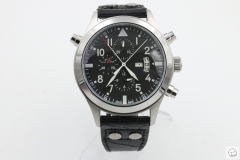 IWC Pilot's DOUBLE CHRONOGRAPH IW377801 Pilots Black Dial Leather Mens Watch IC22020180