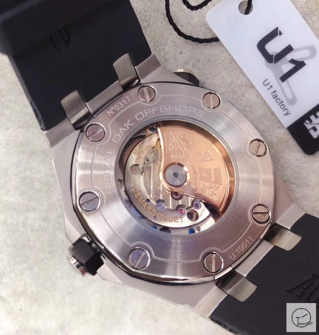 Audemars Piguet Royal Oak Offshore Silver Case White Dial Automatic Movement Engraved Blue Rubber 42mm Men Watch AU2588380