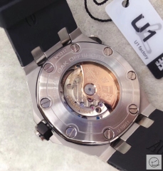 Audemars Piguet Royal Oak Offshore Silver Case White Dial Automatic Movement Engraved Blue Rubber 42mm Men Watch AU2588380