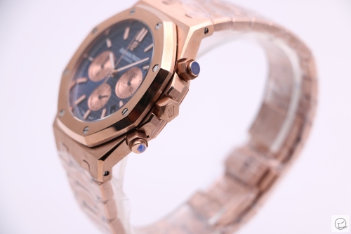 Audermars Piguet Royal Oak 41MM Quartz Chronograph Rose Gold Case Blue Face Mens Watch AU36066100