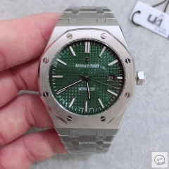 Audermars Piguet Royal Oak Silver Case Green Dial Sapphire 41MM Engraved Automatic Movement Mens Watch AU3586560