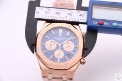 Audermars Piguet Royal Oak 41MM Quartz Chronograph Rose Gold Case Blue Face Mens Watch AU36066100
