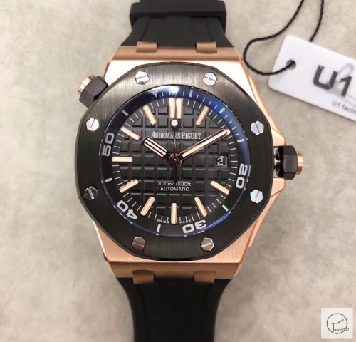 Audemars Piguet Royal Oak Offshore Rose Gold Black Dial Automatic Movement Engraved Blue Rubber 42mm Men Watch AU2588280