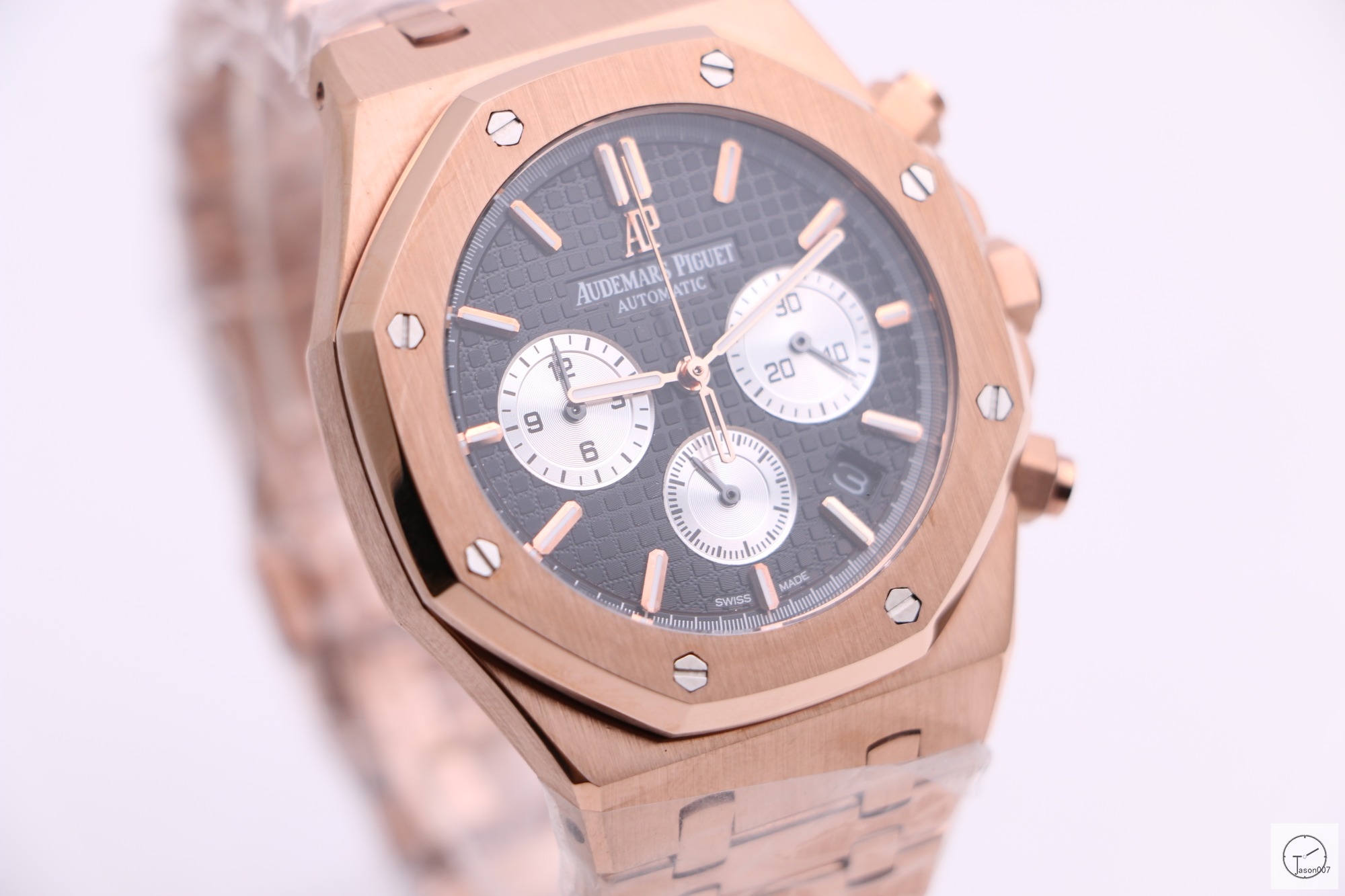 Audermars Piguet Royal Oak U1 Factory 41MM Quartz Chronograph Rose Gold Case Black Face Mens Watch AU36066200