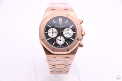 Audermars Piguet Royal Oak U1 Factory 41MM Quartz Chronograph Rose Gold Case Black Face Mens Watch AU36066200