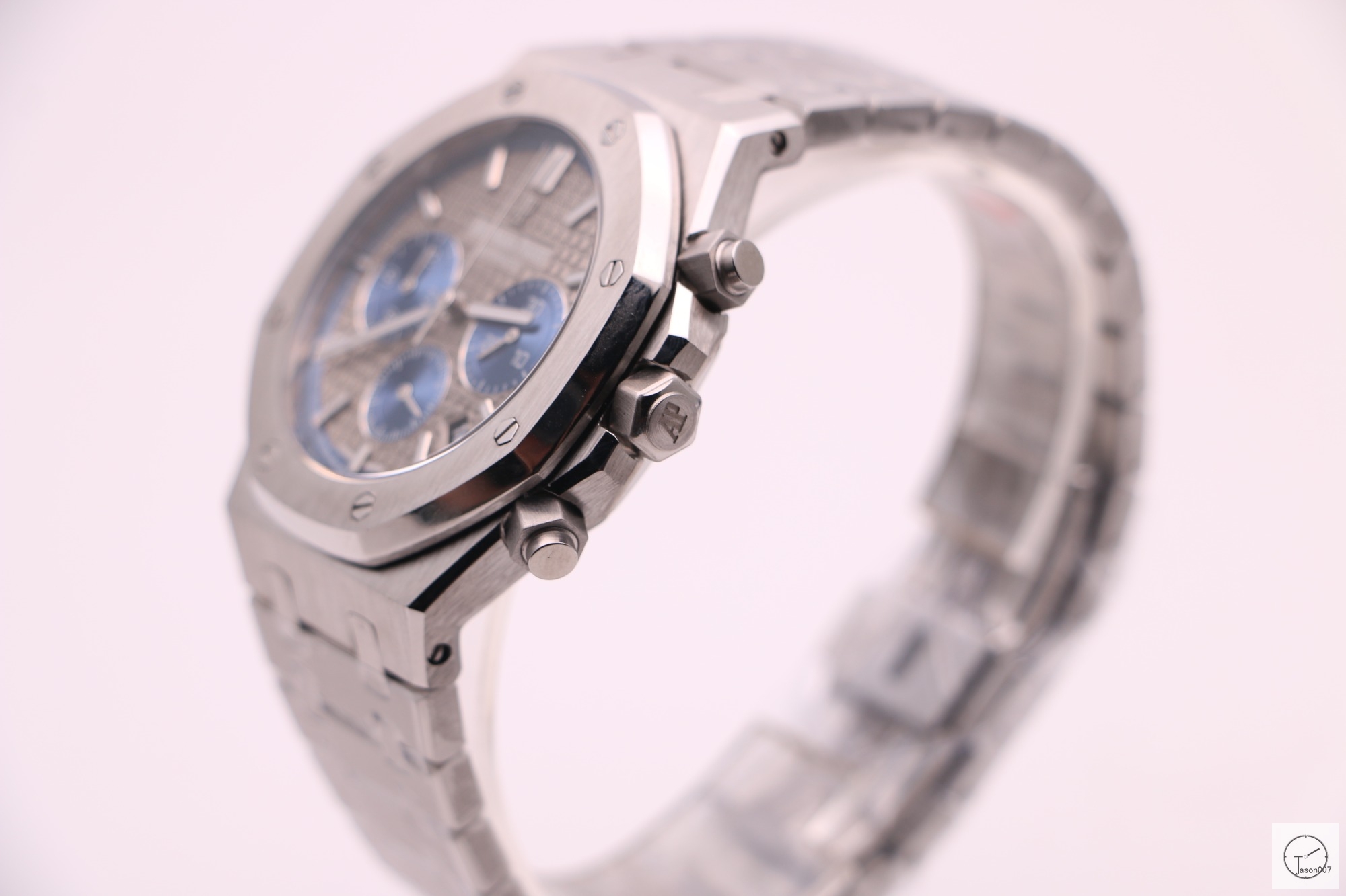 Audermars Piguet Royal Oak U1 Factory 41MM Quartz Chronograph Rose Gold Case Gray&Blue Face Mens Watch AU36066600