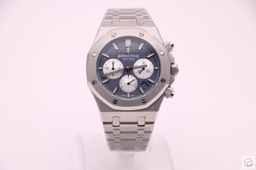 Audermars Piguet Royal Oak U1 Factory Blue Face 41MM Quartz Chronograph Mens Watch AU36066400