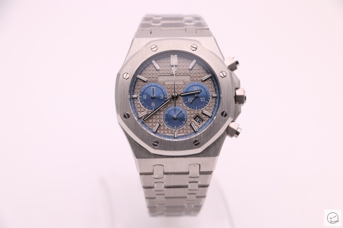 Audermars Piguet Royal Oak U1 Factory 41MM Quartz Chronograph Rose Gold Case Gray&amp;Blue Face Mens Watch AU36066600