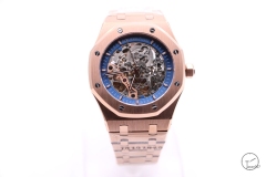 Audemars Piguet Royal Oak 18K Rose Gold Skeleton Dial Blue Automatic Movement Stainless Steel Mens Watch AU36067160