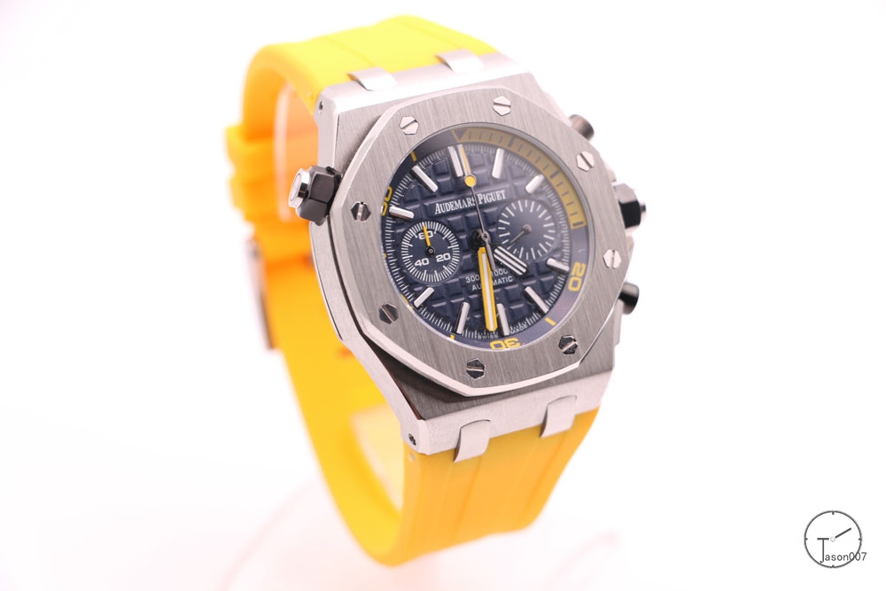 Audemars Piguet Royal Oak Offshore 42mm Orange Rubber Quartz chronograph Blue Dial Ap Men's Watch AU26067380