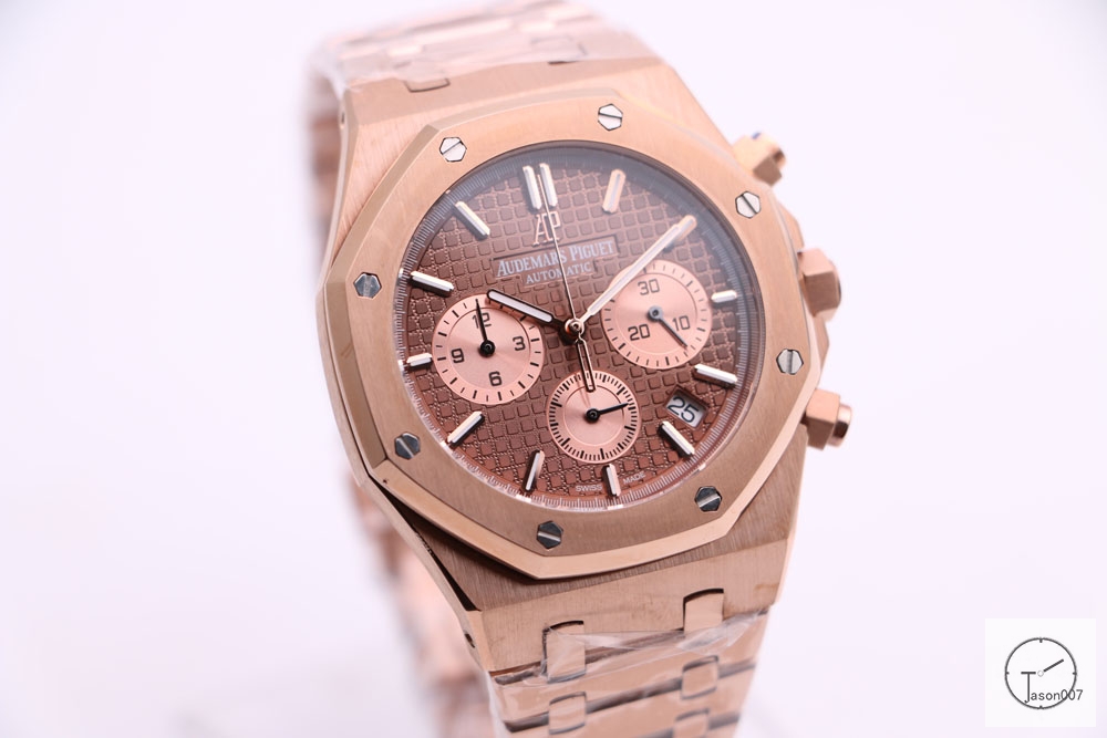 Audermars Piguet Royal Oak 41MM Quartz Chronograph Rose Gold Brown Face Mens Watch AU36066800