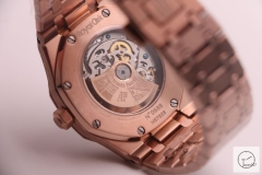 Audemars Piguet Royal Oak 18K Rose Gold Frosted Gold Double Balance Wheel Openworked Skeleton Dial White Automatic Movement Stainless Steel Mens Watch AU36066860