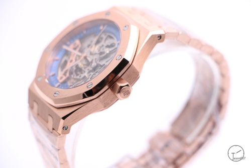 Audemars Piguet Royal Oak 18K Rose Gold Skeleton Dial Blue Automatic Movement Stainless Steel Mens Watch AU36067160