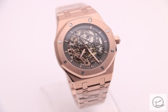 Audemars Piguet Royal Oak 18K Rose Gold Skeleton Dial Black Automatic Movement Stainless Steel Mens Watch AU36066960