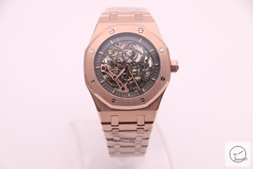 Audemars Piguet Royal Oak 18K Rose Gold Skeleton Dial Black Automatic Movement Stainless Steel Mens Watch AU36066960