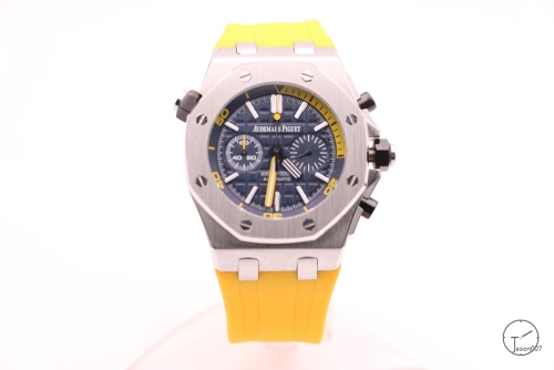 Audemars Piguet Royal Oak Offshore 42mm Orange Rubber Quartz chronograph Blue Dial Ap Men's Watch AU26067380