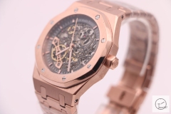 Audemars Piguet Royal Oak 18K Rose Gold Skeleton Dial Black Automatic Movement Stainless Steel Mens Watch AU36066960