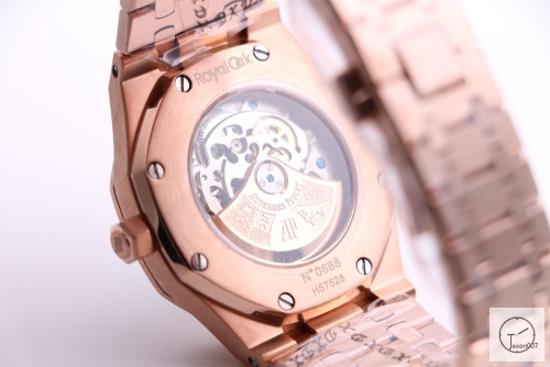 Audemars Piguet Royal Oak 18K Rose Gold Skeleton Dial Blue Automatic Movement Stainless Steel Mens Watch AU36067160