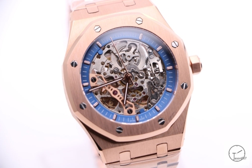 Audemars Piguet Royal Oak 18K Rose Gold Skeleton Dial Blue Automatic Movement Stainless Steel Mens Watch AU36067160