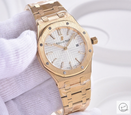 Audemars Piguet Royal Oak Women 34mm Quartz 18k Gold Case White Dial AP Original Buckle Sapphire Watch AU26067420