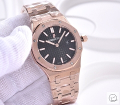 Audemars Piguet Royal Oak Women 34mm Quartz 18k Rose Gold Case Black Dial AP Original Buckle Sapphire Watch AU26067520