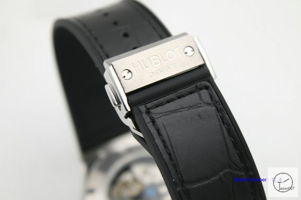 HUBLOT Classic Fusion 316L Stainless steel Automatic Movement Silver Case Black Dial Leather&Rubber Strap Back Glass Original buckle Men's 40mm Watch HUBP20000360