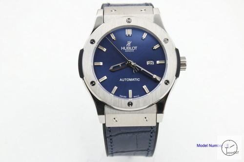 HUBLOT Classic Fusion 316L Stainless steel Automatic Movement Silver Case Blue Dial Leather&amp;Ruuber Strap Back Glass Men's 40mm High Quatily Watch HUBP20000260