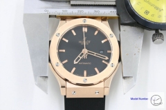 HUBLOT Classic Fusion 316L Stainless steel Rose Gold Automatic Movement Black Dial Rubber Back Glass Auto Date Original clasp Men's 40mm Watch HUBP20000280